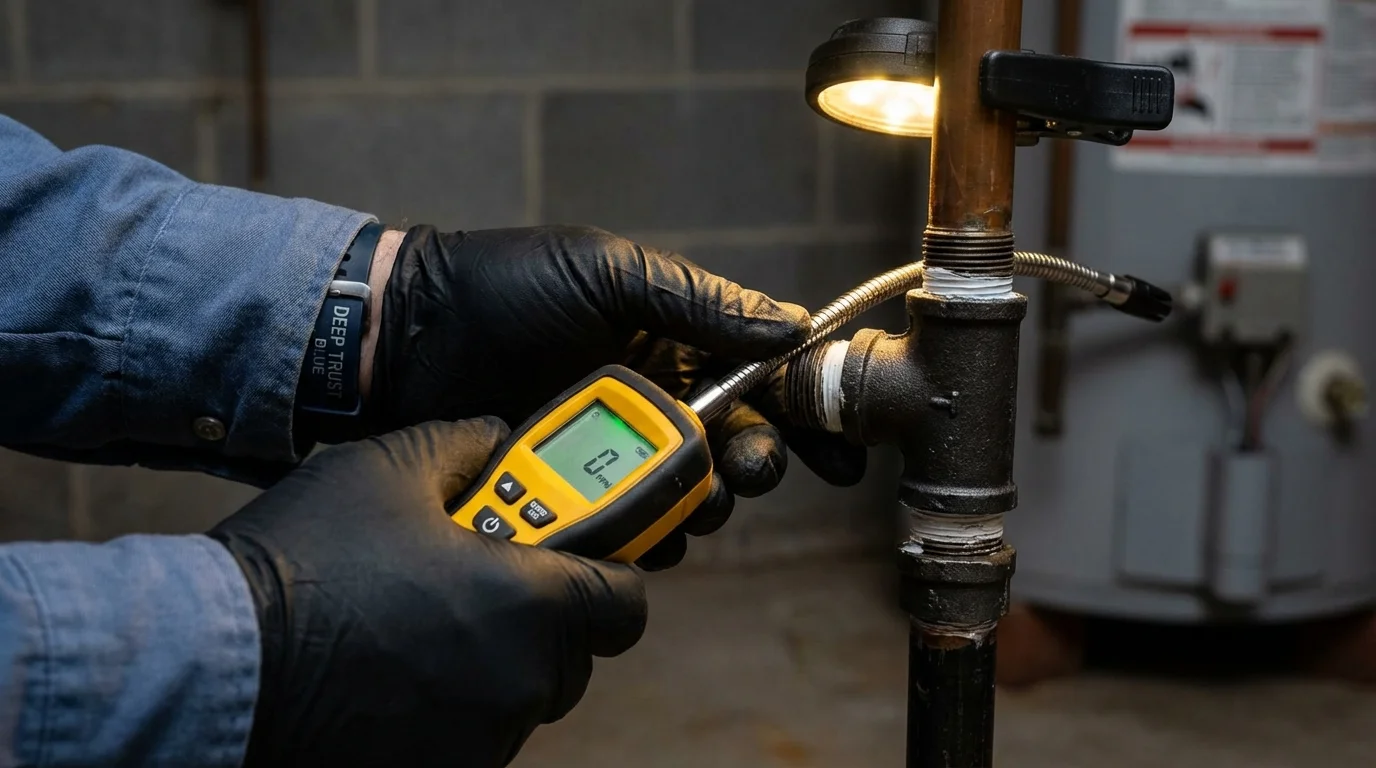Gas leak detection with electronic sniffer by Johns Plumbing LLC in Kailua