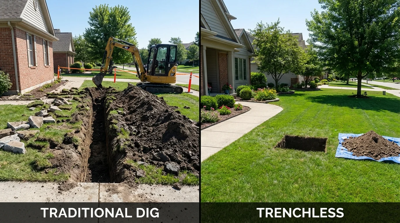 Trenchless sewer repair with minimal yard damage versus traditional excavation in Kailua, HI